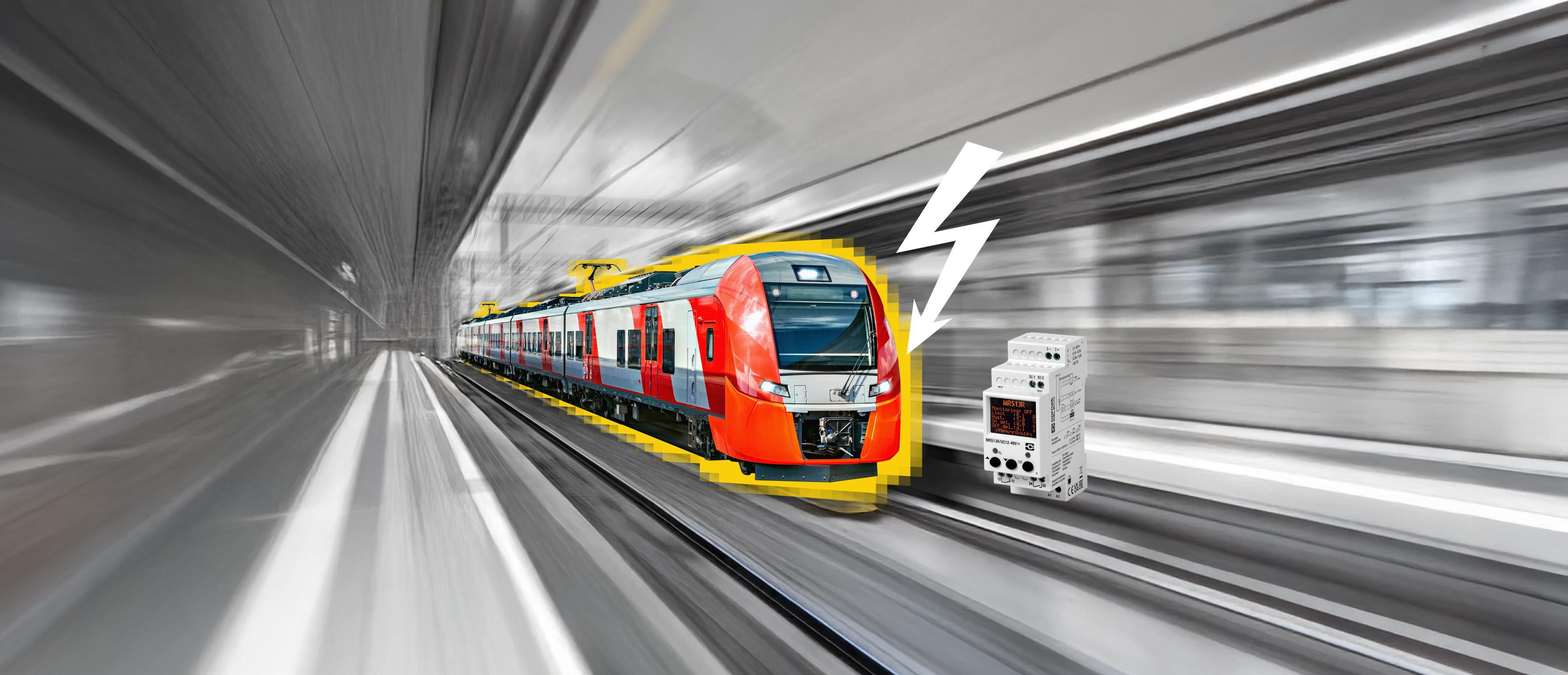 MRS13R: Relé de protección de guía forzada para sobreintensidad y cortocircuito: configurable, rápido, fiable, rearmable, conforme a la normativa ferroviaria.